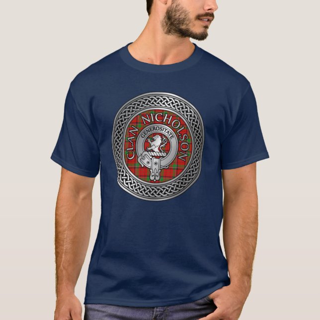 Clan Nicholson Crest & Tartan Knut T Shirt (Framsida)