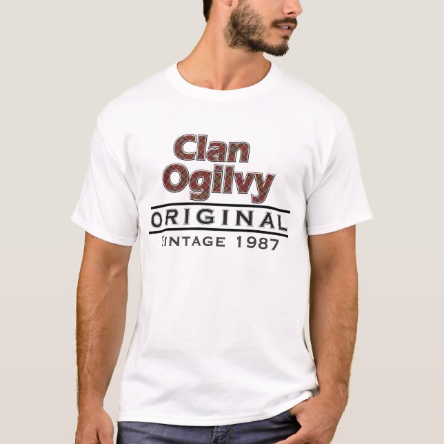 Clan Ogilvy Vintage Anpassa Ditt Födelseår Tee (Framsida)