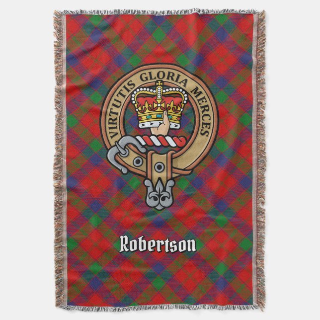 Clan Robertson vapen över tartan Filt (Framsidan Vertikal)