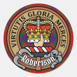 Clan Robertson vapen över tartan Runt Klistermärke