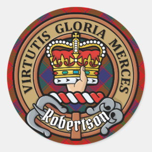 Clan Robertson vapen över tartan Runt Klistermärke