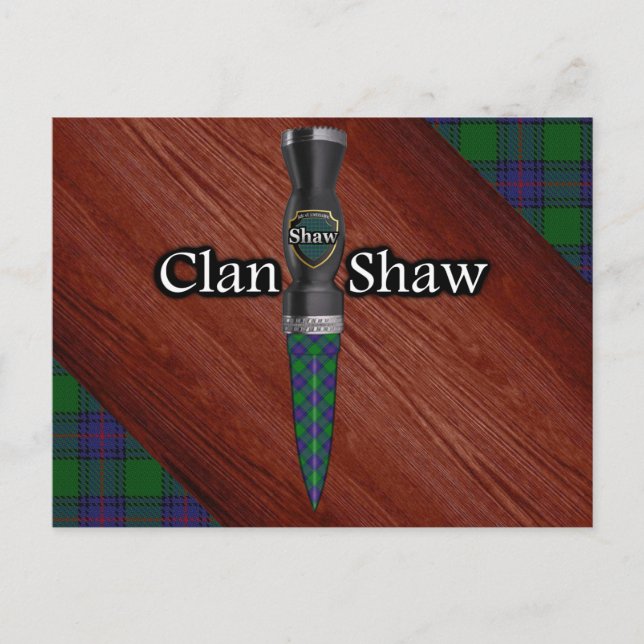 Clan Shaw Tartan Sgian Dubh-blad Vykort (Framsida)