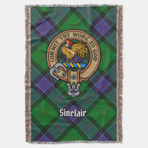 Clan Sinclair-vapen över jakt-tartan Filt
