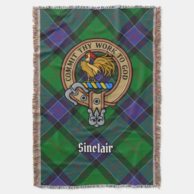 Clan Sinclair-vapen över jakt-tartan Filt (Framsidan Vertikal)
