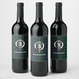 Clan Sutherland-vapen & Tartan Vinflaska Etikett