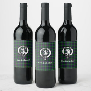 Clan Sutherland-vapen & Tartan Vinflaska Etikett
