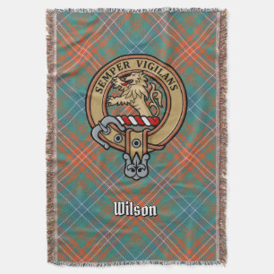 Clan Wilsons vapen över gammal tartan Filt