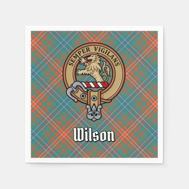 Clan Wilsons vapen över gammal tartan Pappersservett (Framsidan)