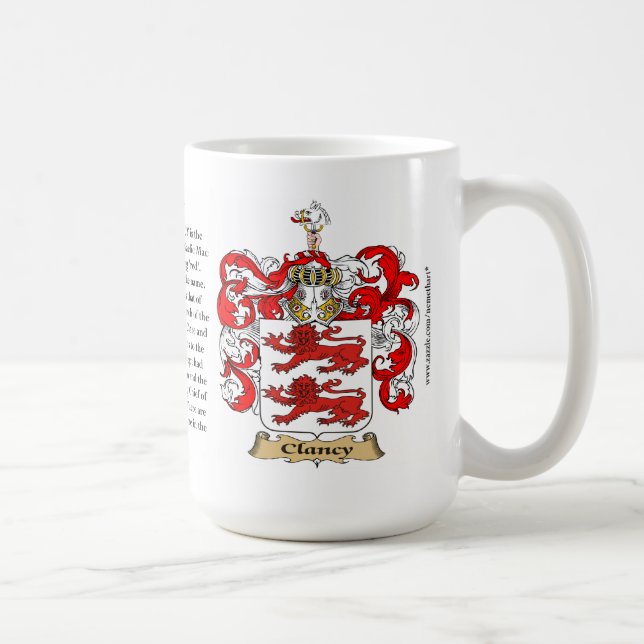 Clancy, ursprung, det menande och vapenskölden kaffemugg (Höger)