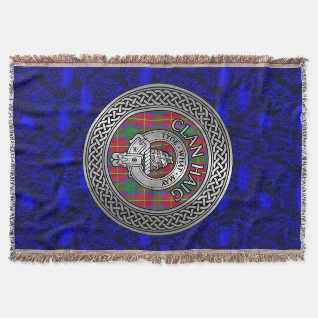 Clanhuvud Haig Crest & Tartan Knut Filt (Framsidan)