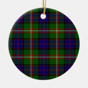 Clanranald tartan blå grön pläd julgransprydnad keramik