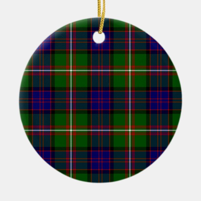 Clanranald tartan blå grön pläd julgransprydnad keramik (Framsidan)