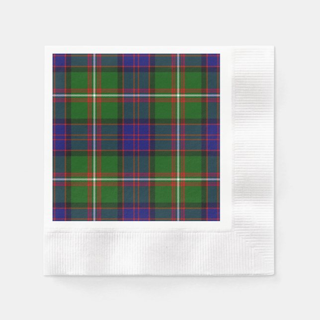 Clanranald tartan blue grönt plaid pappersservett (Framsidan)