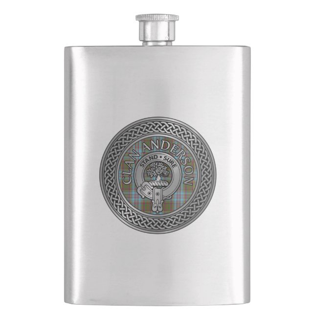 Clans Andersons vapensköld & tartan knut Fickplunta (Framsidan)