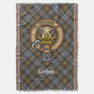 Clans Gordon-vapen över väderbiten tartan Filt