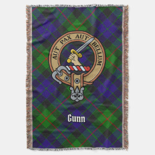 Clans Gunn vapensköld över tartan Filt