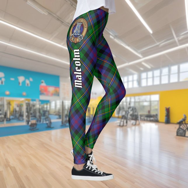 Clans Malcolm vapen över tartan Leggings (Skapare uppladdad)