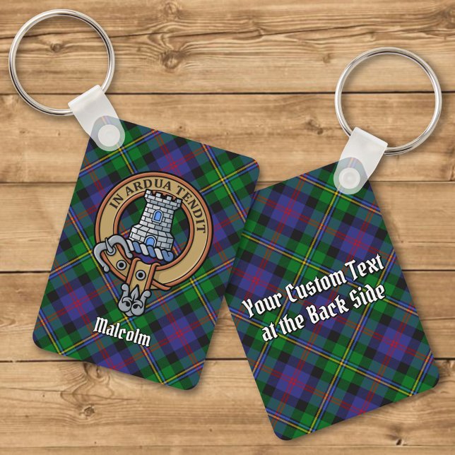 Clans Malcolm vapen över tartan Nyckelring (Skapare uppladdad)