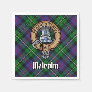 Clans Malcolm vapensköld över tartan Pappersservett
