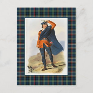 Clansläkt Colquhoun Vintag Illustration Tartan Ram Vykort