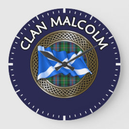 Clansläkt Malcolm Tartan Knut & Flagga Stor Klocka