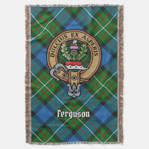 Clansläkten Ferguson vapen över tartan Filt