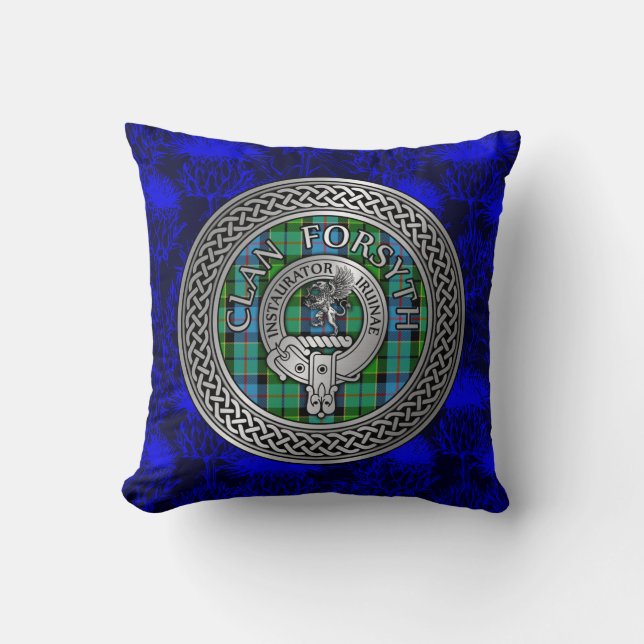 Clansymbolen Forsyth Crest & Tartan Knut Kudde (Framsida)