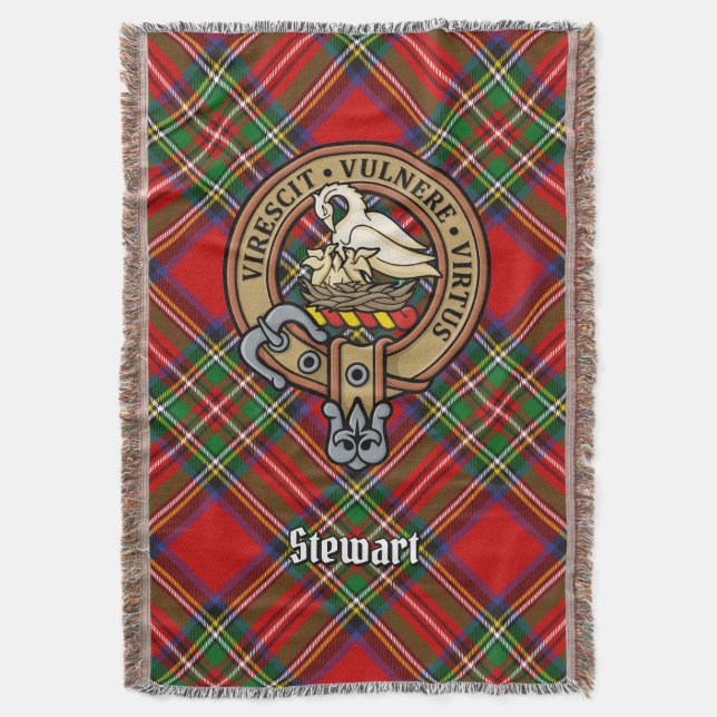 Clanwappen Stewart över Royal Tartan Filt (Framsidan Vertikal)