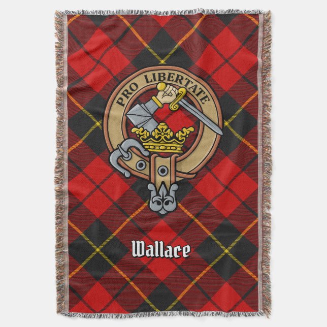 Clanwappen Wallace över tartan Filt (Framsidan Vertikal)