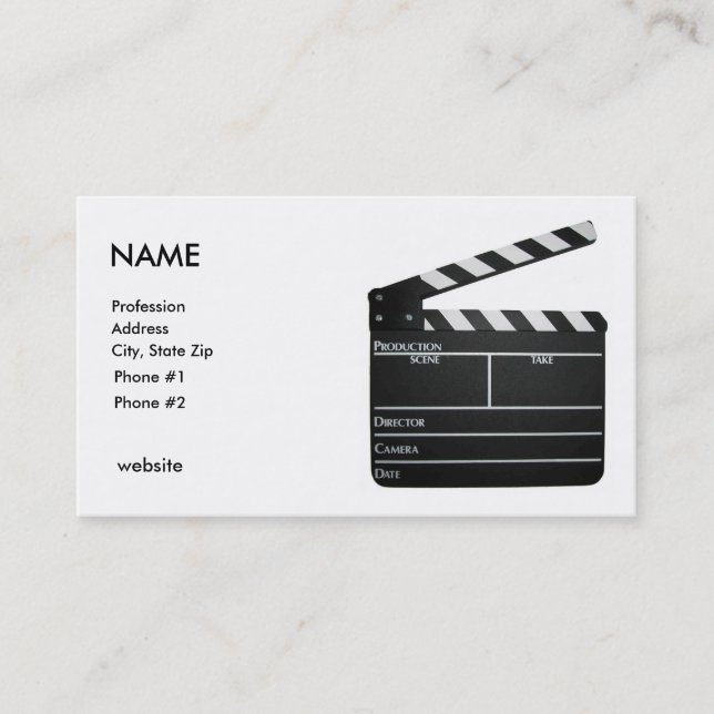 Clapboard NAMN, yrke, adress, stad, Sta… Visitkort (Framsida)