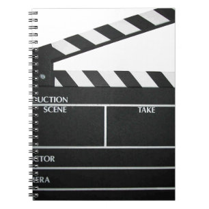 Clapboardfilmen kritiserar clapperen filmar anteckningsbok med spiral