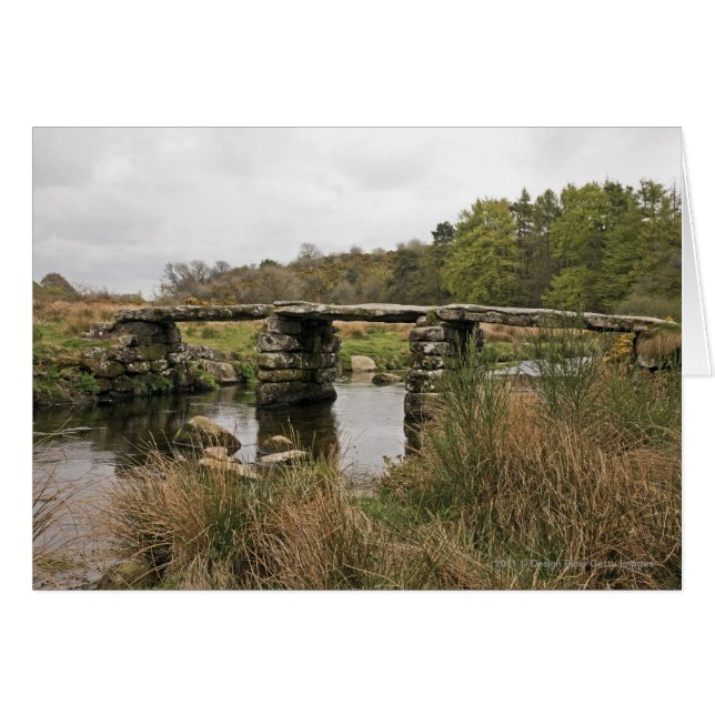 Clapper Bridge i Dartmoor nationalpark Hälsningskort (Framsidan Horizontal)
