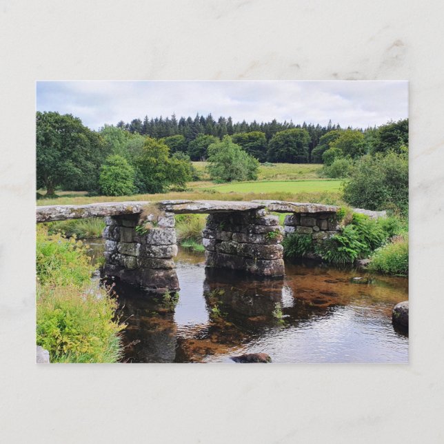 Clapper Bridge Two Bridges Dartmoor Vykort (Framsida)