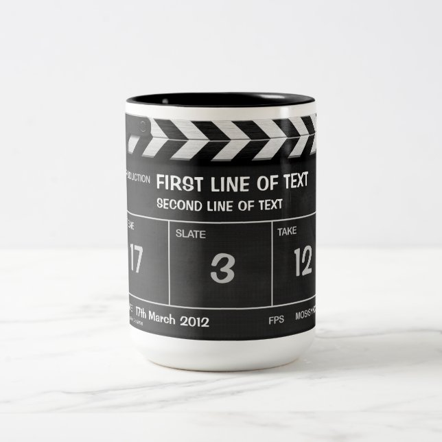 CLAPPERBOARD-KLASSIKERmugg med din text Två-Tonad Mugg (Center)