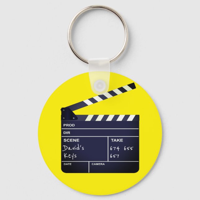 Clapperboard med namn Cinema Älskare Nyckelring (Framsida)