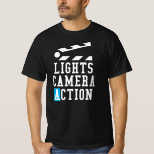 Clapperen för ljuskamerahandlingen stiger ombord t shirt