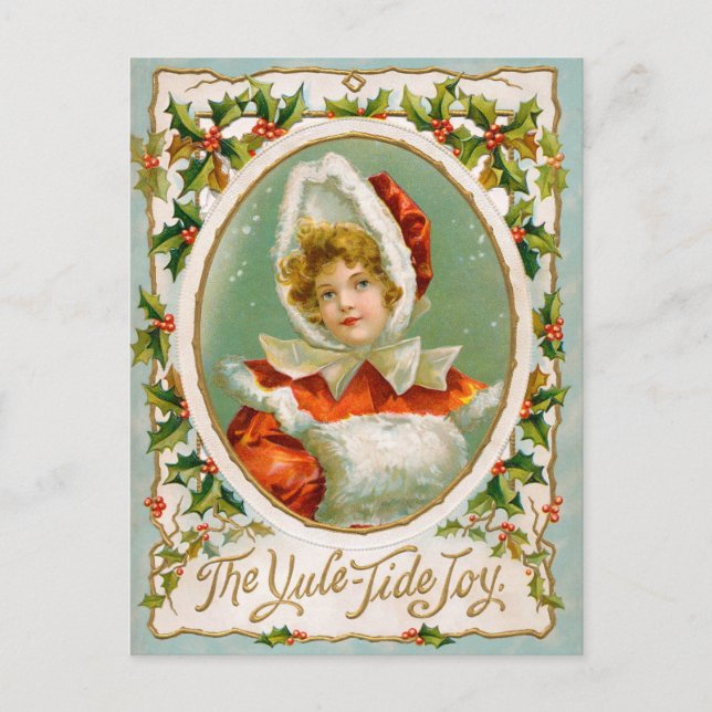 Clapsaddle: Charmig vinterflicka Vykort (Framsida)