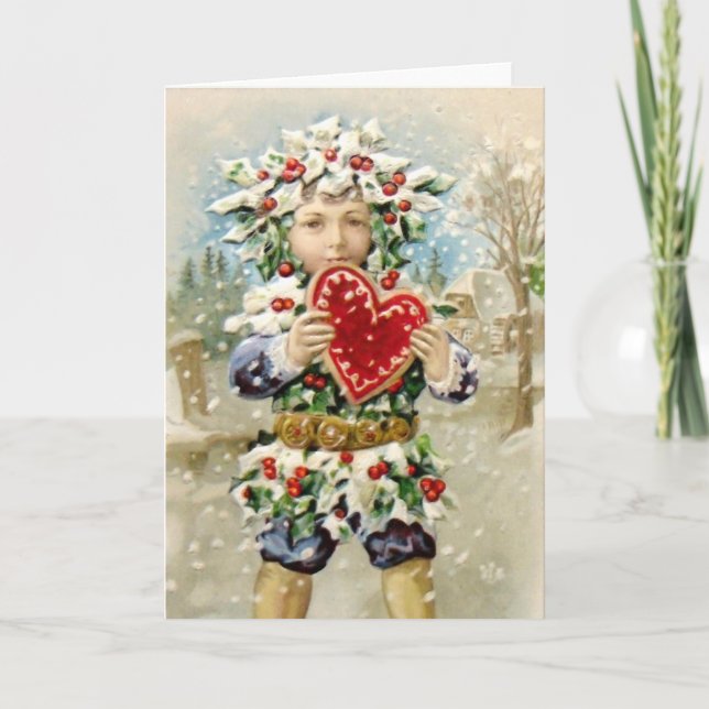 Clapsaddle: Järnekpojke med hjärta Helgkort (Framsida)