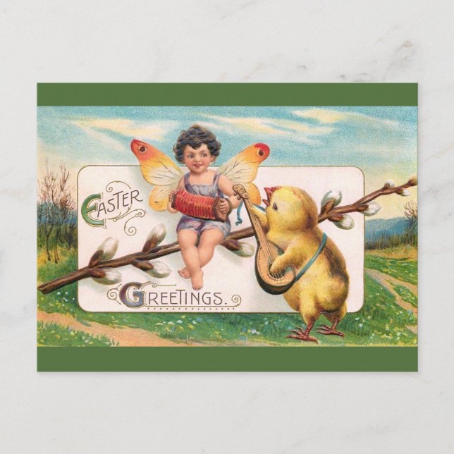 Clapsaddle: Music Skapar Påsk Fairy Helg Vykort (Framsida)