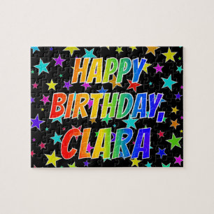 "CLARA" First Namn, Roligt "GRATTIS PÅ FÖDELSEDAGE Pussel