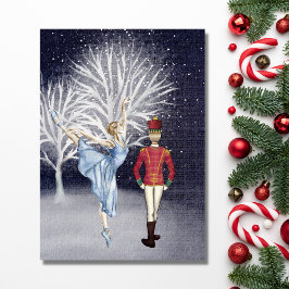 Clara och Nutcracker Land Snö Ballet Helgkort
