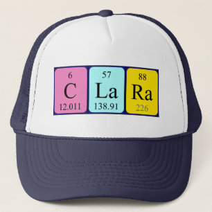 Clara periodiskt bord namn hat keps