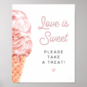 CLARA Retro Ice Cream Kärlek är Sweet Ta ett fördr Poster