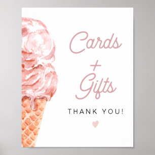 CLARA Retro Ice Cream-kort + Gipstecken Poster
