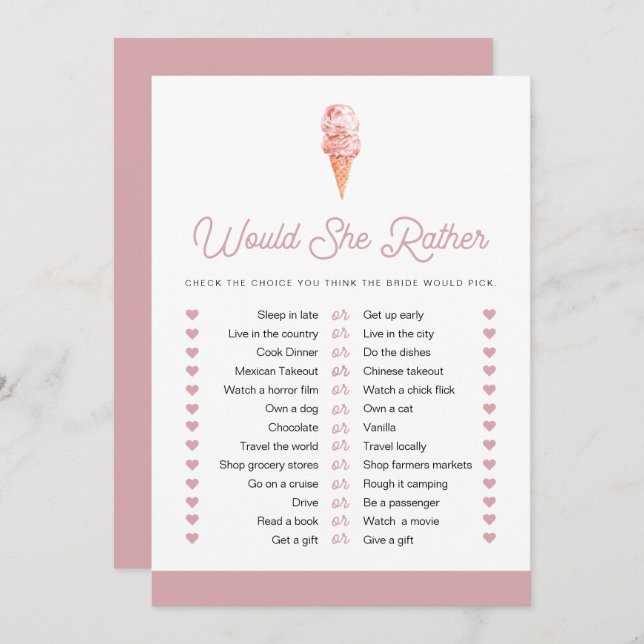 CLARA Retro Ice Cream skulle hellre spela Möhippa Inbjudningar (Fram/baksida)