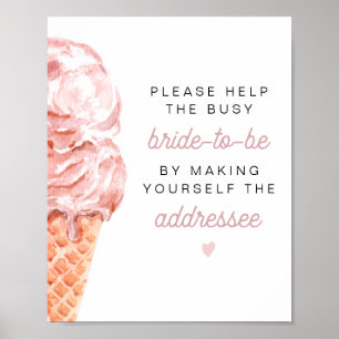 CLARA Retro Rosa Glass Bröllopsdusch Adressat Poster