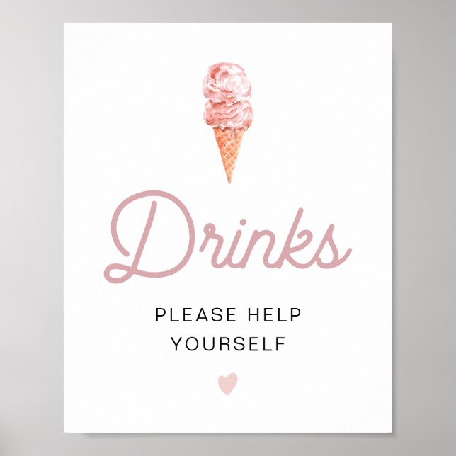 CLARA Retro Rosa Ice Cream Drinks Pub Poster (Framsidan)