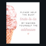 CLARA Retro Rosa Ice Cream Möhippa Adapter Poster<br><div class="desc">Adress har omslagstecknet vattenfärgsfärgat  glass och en roligt återinspirerad typsnitt. Byt enkelt typsnitt,  font färger och base färg så att de matchar stil för händelsen.</div>