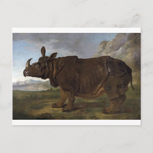 Clara Rhinoceros av Jean-Baptiste Oudry Vykort (Framsida)