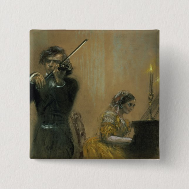Clara Schumann (1819-96) och en violinist, 1854 Knapp (Framsida)